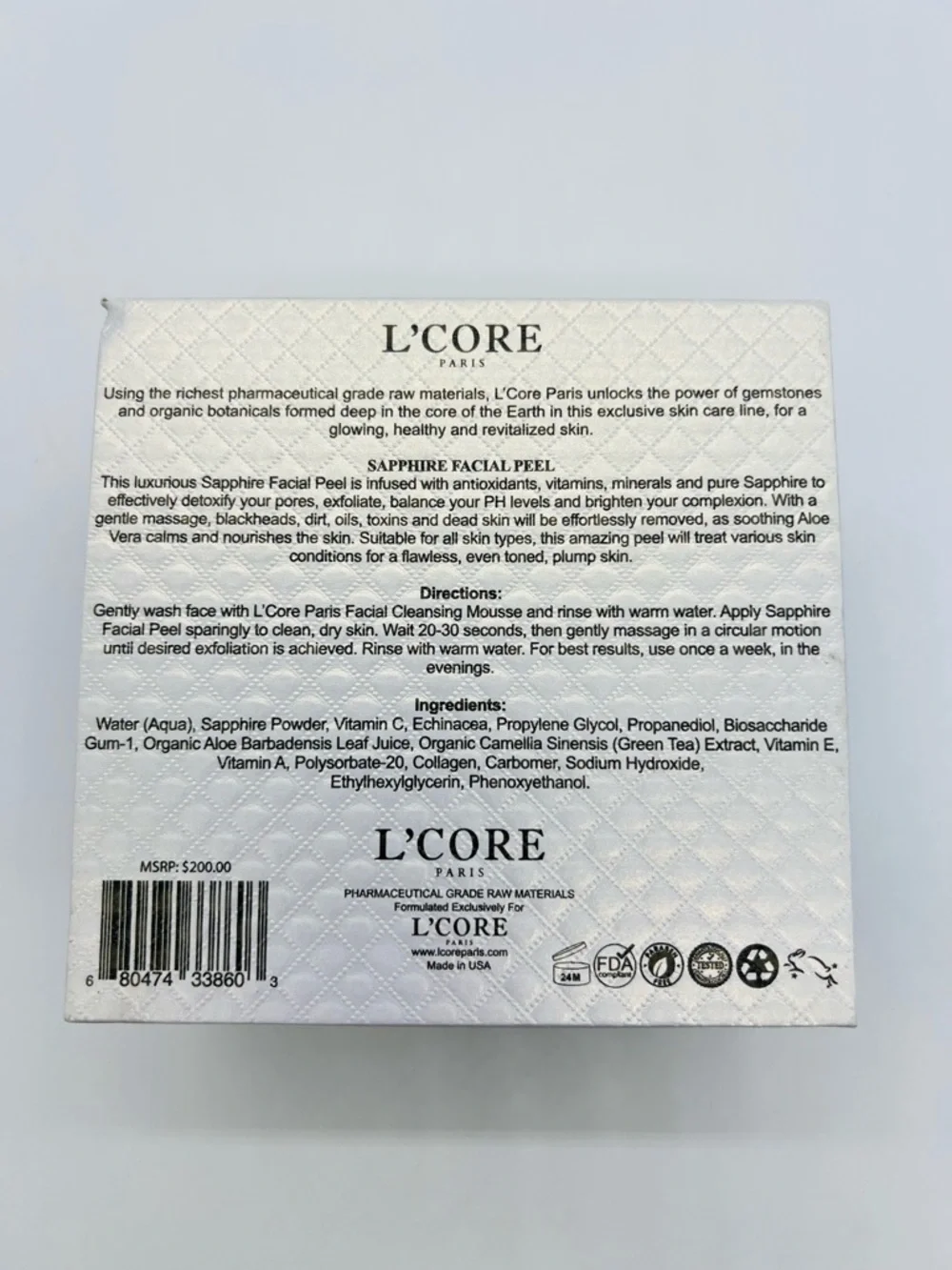 L'CORE Paris Sapphire Facial Peel - 1.7 fl. Oz. NIB